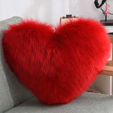 Coussin en Cœur Doux Fausse Laine Simple Face Rouge