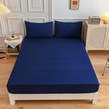 Drap Housse Matelas Uni Confort Linge de Lit Bleu Marine