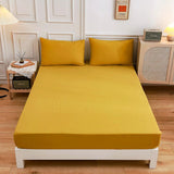 Drap Housse Matelas Uni Confort Linge de Lit Jaune Ocre