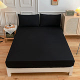 Drap Housse Matelas Uni Confort Linge de Lit Noir