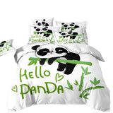 Housse de Couette et Deux Taies Panda Bambou 240cm