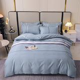 Housse de Couette Deux Taies Rayue Gris