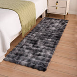 Tapis Shaggy Hautes Mèches Imitation Poil Lapin Tie-dye Gris Foncé