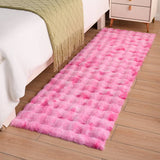 Tapis Shaggy Hautes Mèches Imitation Poil Lapin Tie-dye Rose Fuchsia